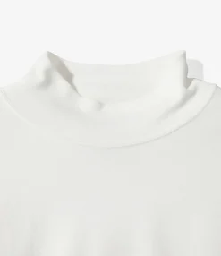 L/S Mock Neck Tee - White - Poly Jersey