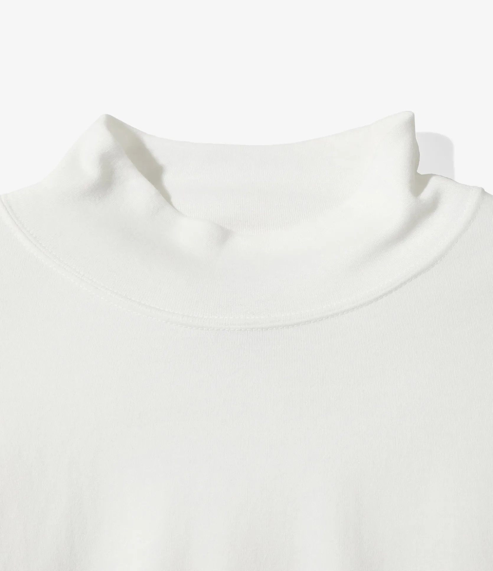 L/S Mock Neck Tee - White - Poly Jersey