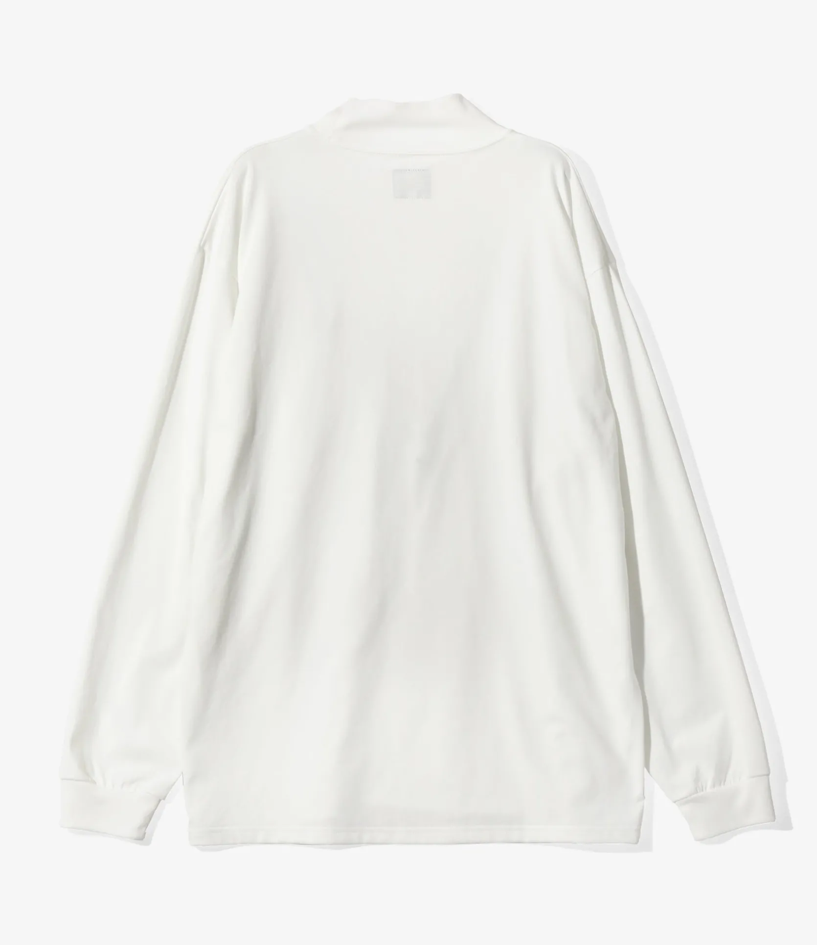 L/S Mock Neck Tee - White - Poly Jersey