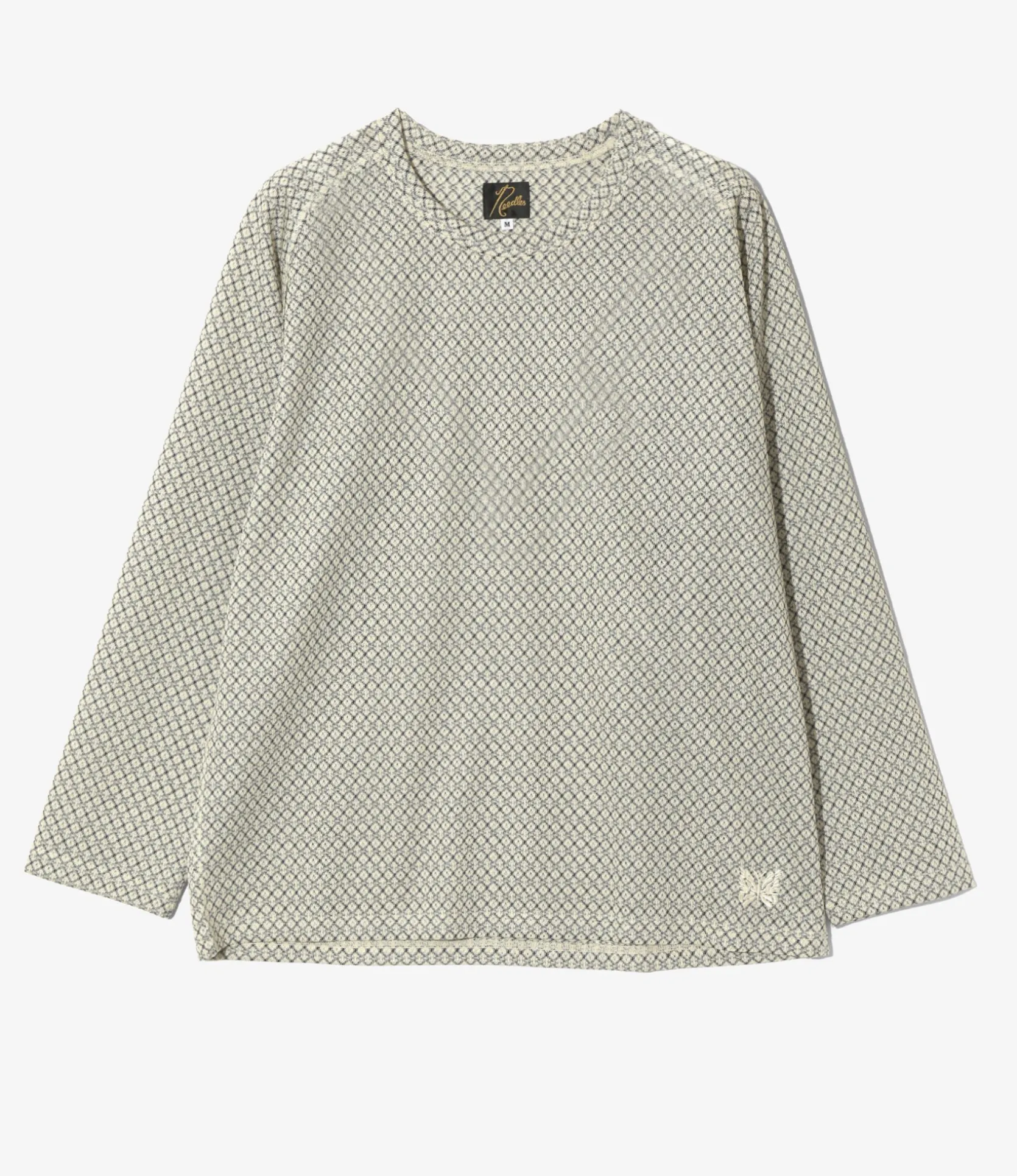 L/S U-Neck Tee - Natural/Black Grid - R/PE Russell