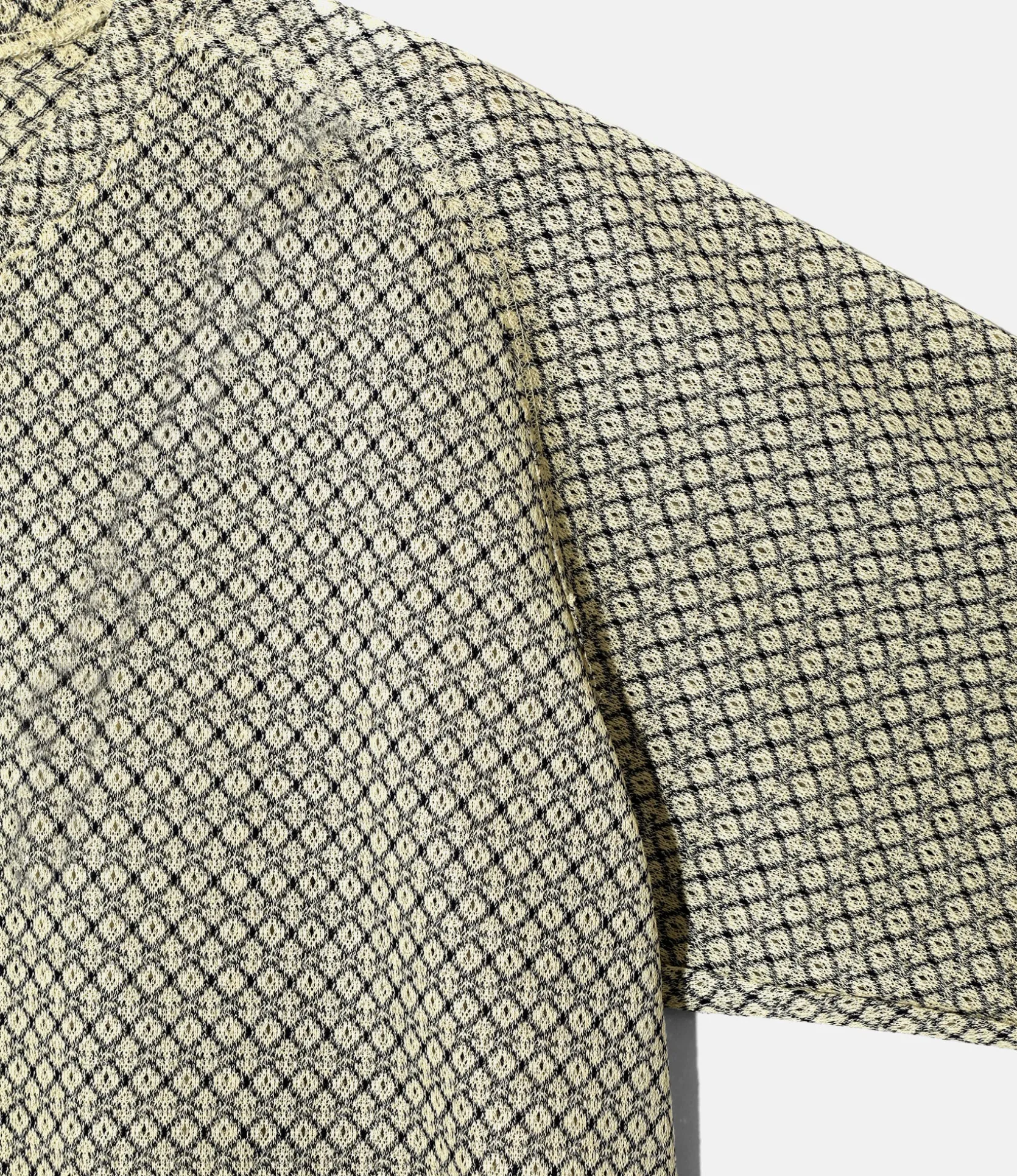 L/S U-Neck Tee - Natural/Black Grid - R/PE Russell