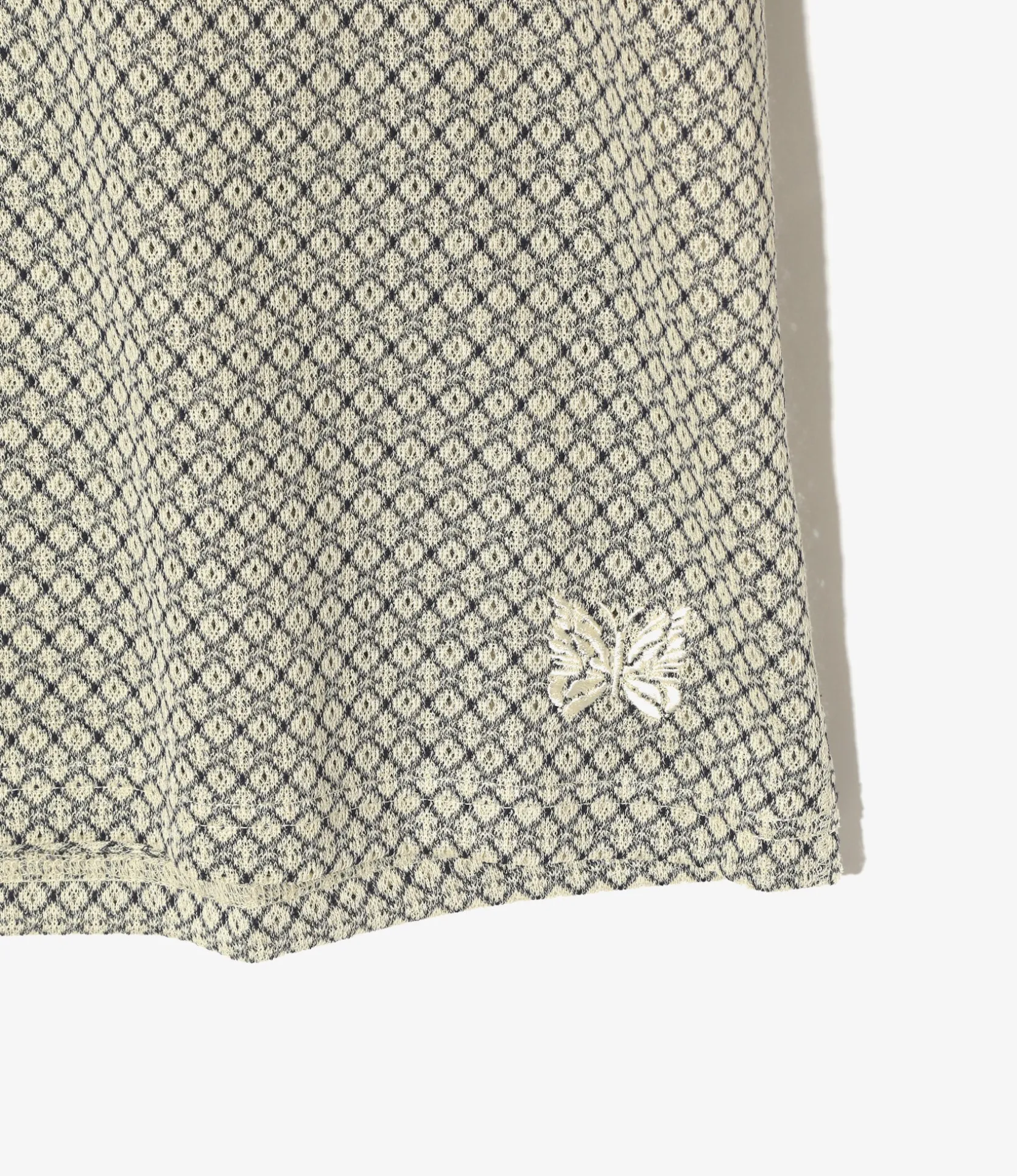 L/S U-Neck Tee - Natural/Black Grid - R/PE Russell