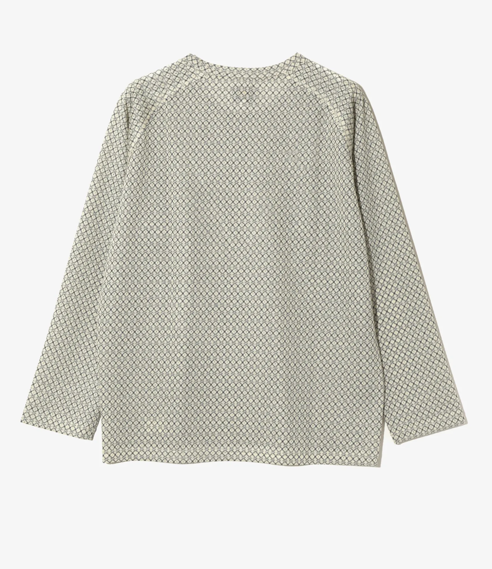L/S U-Neck Tee - Natural/Black Grid - R/PE Russell