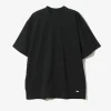 Mock Neck L/S Tee - Black Cotton Jersey