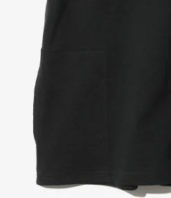 Mock Neck L/S Tee - Black Cotton Jersey