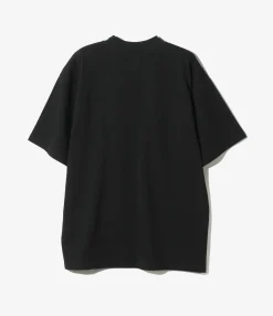 Mock Neck L/S Tee - Black Cotton Jersey