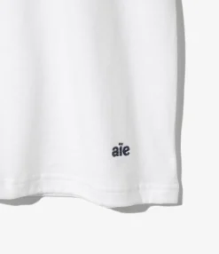 Mock Neck L/S Tee - White Cotton Jersey