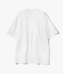 Mock Neck L/S Tee - White Cotton Jersey