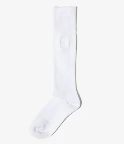 Monogram Stitch Ribbed Socks - White