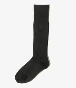 Monogram Stitch Ribbed Socks - Black