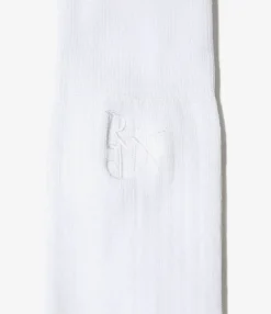 Monogram Stitch Ribbed Socks - White