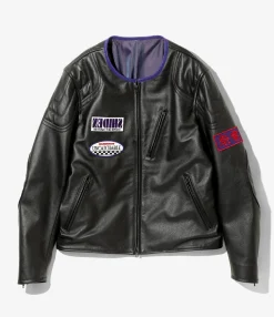 Motor Cycle Jacket - Black - Cowhide Leather