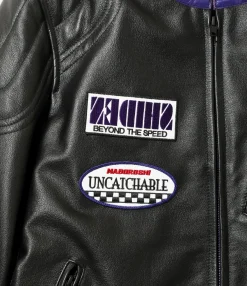 Motor Cycle Jacket - Black - Cowhide Leather