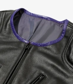 Motor Cycle Jacket - Black - Cowhide Leather