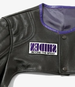 Motor Cycle Sleeves Jacket - Black - Cowhide Leather