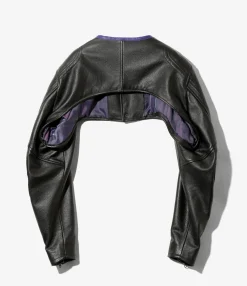 Motor Cycle Sleeves Jacket - Black - Cowhide Leather