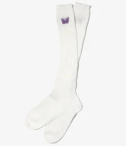 Needles x Kae Tanaka Loose Socks - Off White - KT Papillon Emb