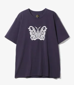 Needles x Kae Tanaka S/S Crew Neck Tee - Eggplant - Poly Jersey / KT Papillon