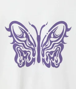 Needles x Kae Tanaka S/S Crew Neck Tee - Off White - Poly Jersey / KT Papillon