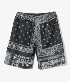 Needles x MIYAGIHIDETAKA - Track Shorts - Black - Bandana Print