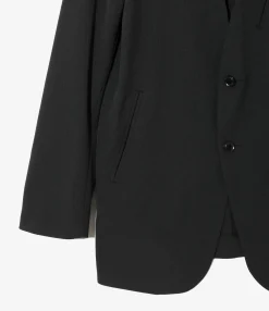 No Collar 2B Jacket - Black - Poly Twill