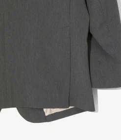 No Collar 2B Jacket - Grey - Poly Twill
