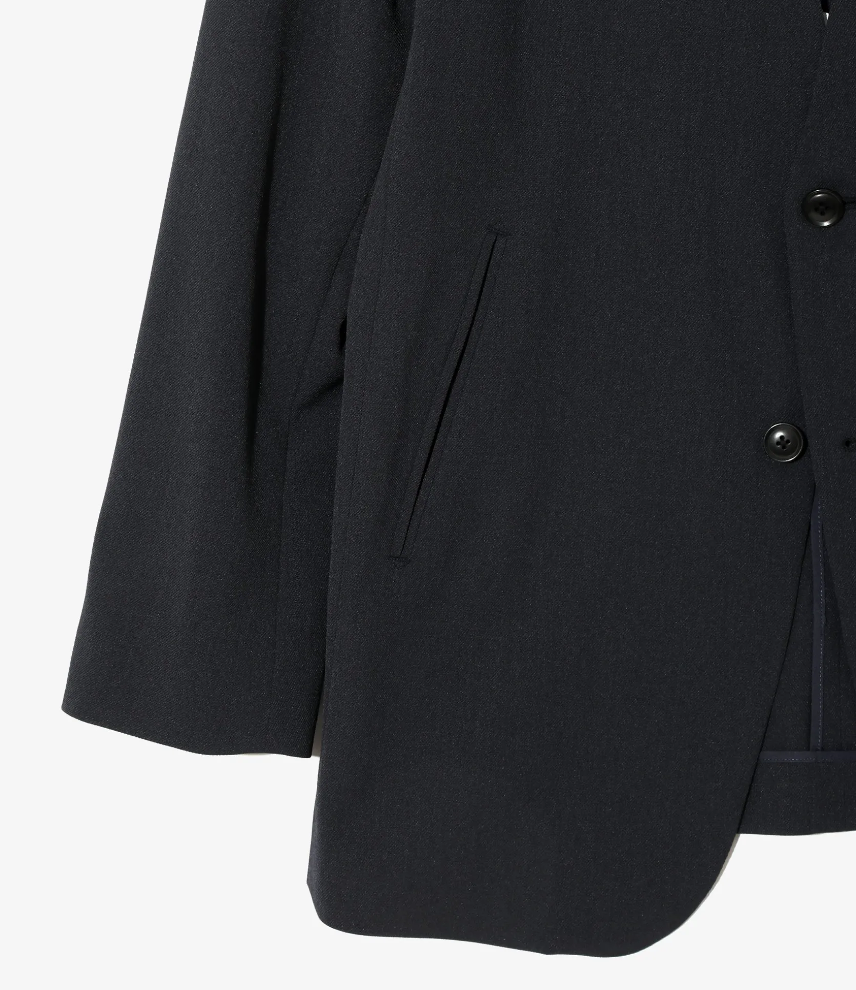 No Collar 2B Jacket - Navy - Poly Twill