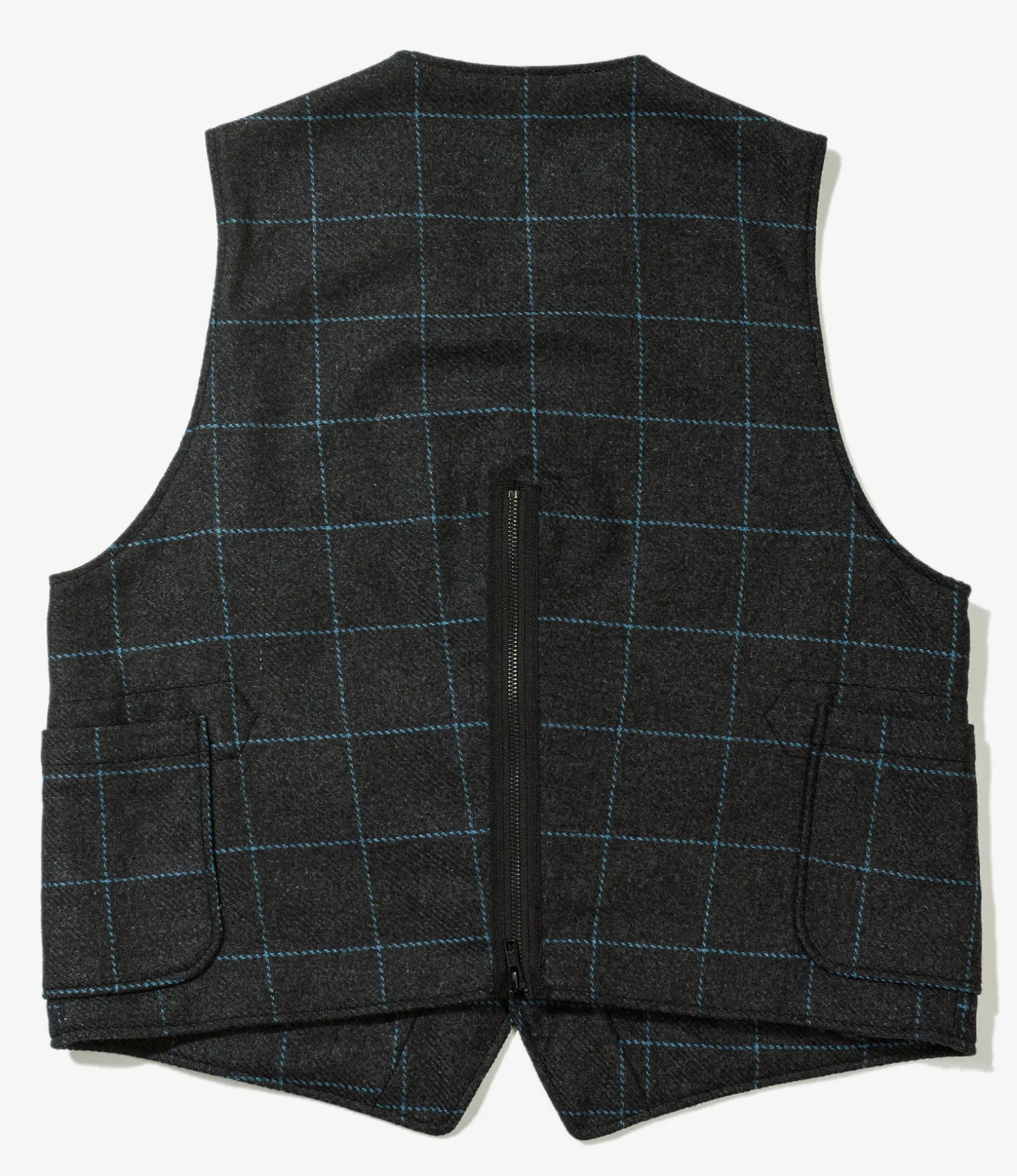 ODD Vest - Charcoal / Lt. Blue Wool Poly Windowpane