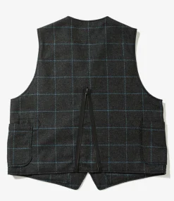 ODD Vest - Charcoal / Lt. Blue Wool Poly Windowpane