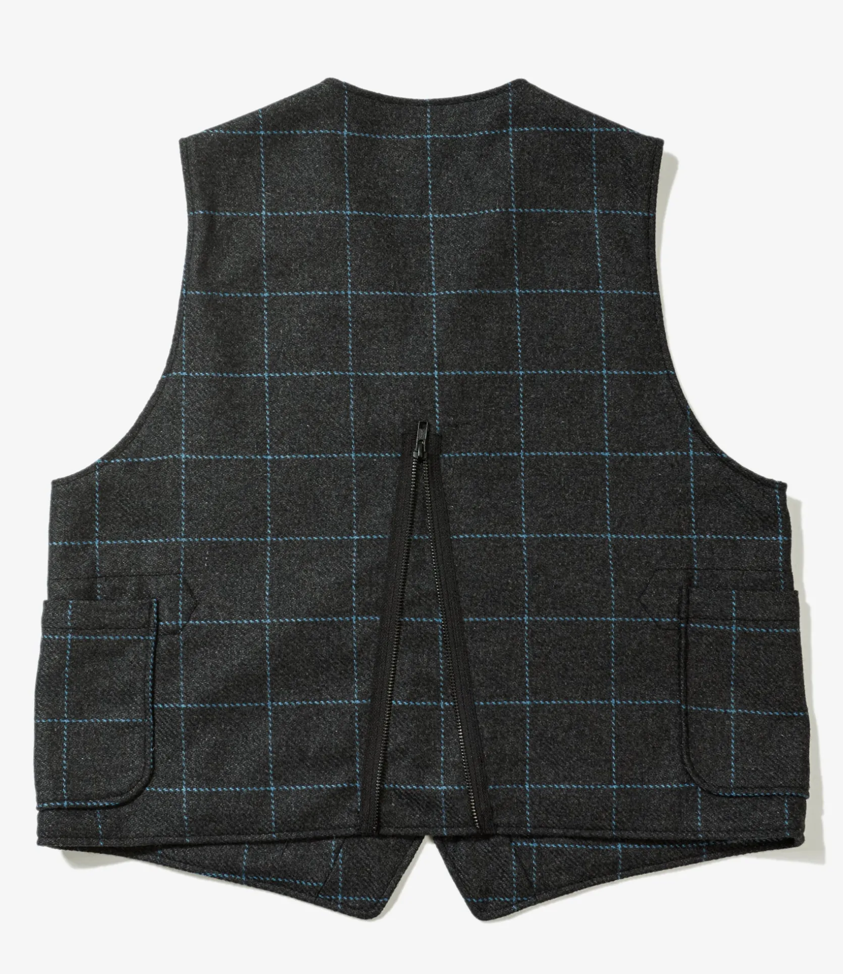 ODD Vest - Charcoal / Lt. Blue Wool Poly Windowpane