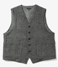 ODD Vest - Grey Poly Wool Herringbone