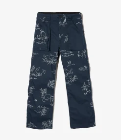 5P Pant - Navy Animal Print 6.5oz Flat Twill