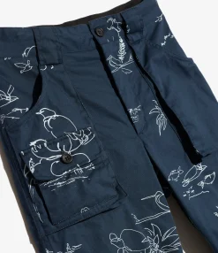 5P Pant - Navy Animal Print 6.5oz Flat Twill