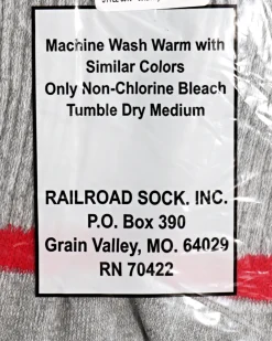 6 Pack Crew Boot Sock - Grey w/ Red Stripe