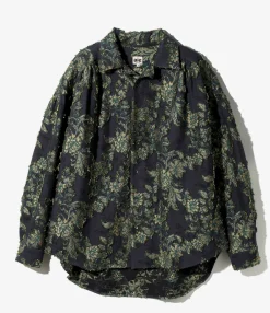 Painter Shirt - Navy - C/CU/PE Flower Cut Jq.