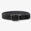 Paisley Studs Belt - Black - Suede Leather