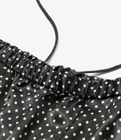 Pin Tuck Flare Pants - Black - Polka Dots Sateen