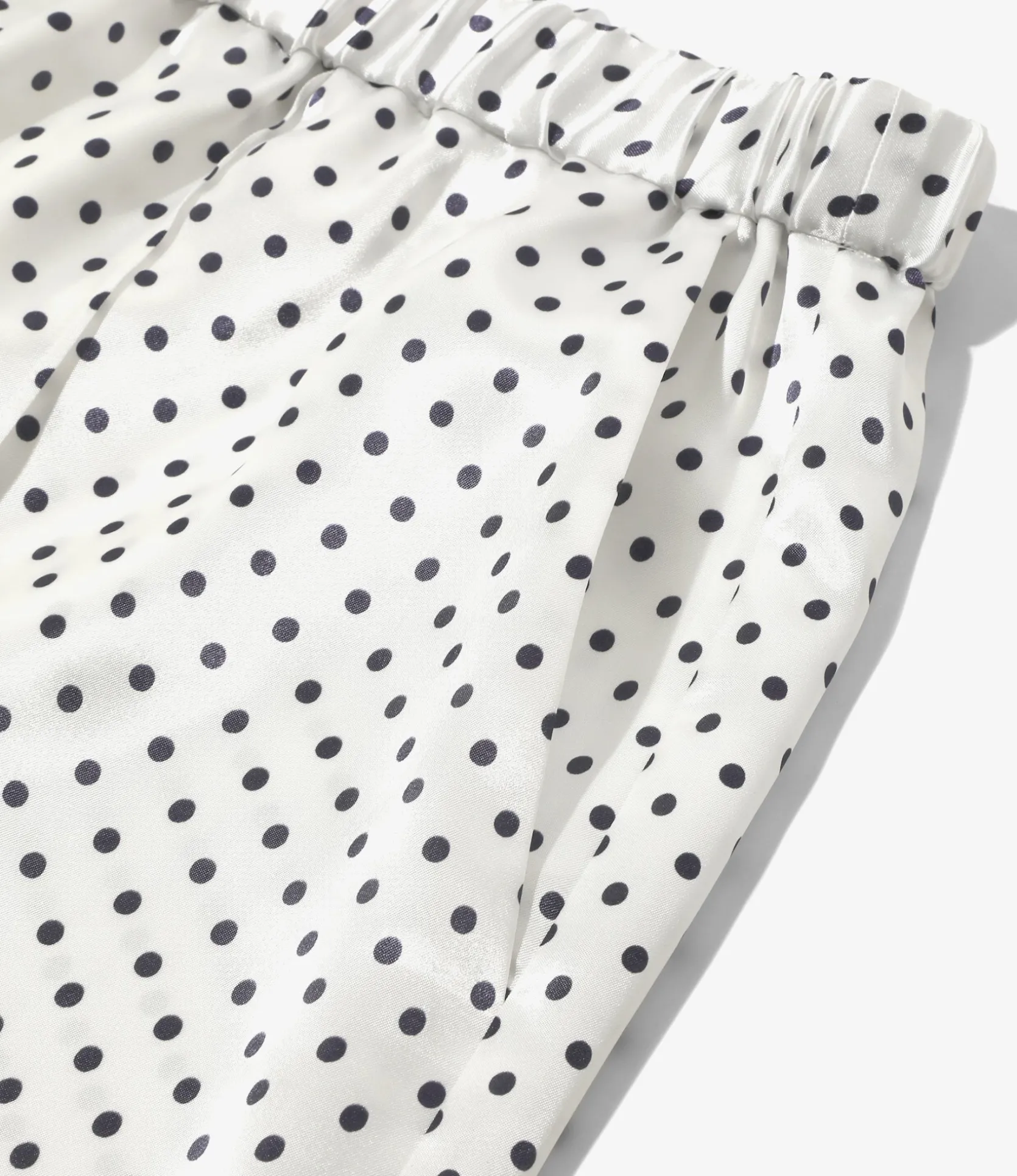 Pin Tuck Flare Pants - White - Polka Dots Sateen