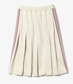 Pleated Track Skirt - Ivory - Poly Smooth