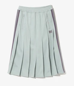 Pleated Track Skirt - Sax - Poly Smooth