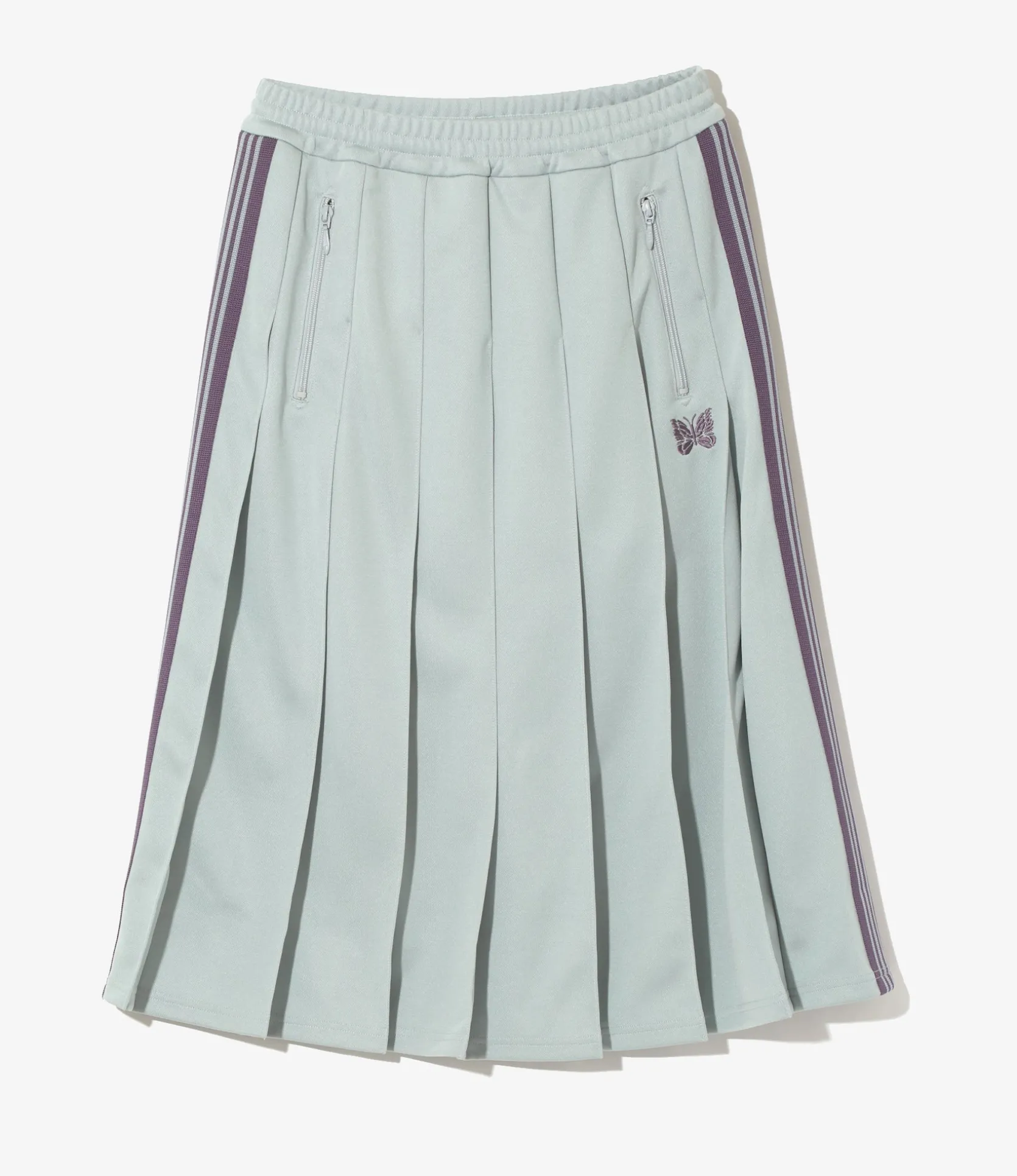 Pleated Track Skirt - Sax - Poly Smooth