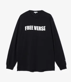 Printed Cross Crew Neck L/S T-Shirt - Black Free Verse Print