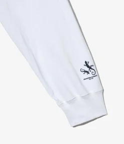 Printed Cross Crew Neck L/S T-Shirt - White Book Print