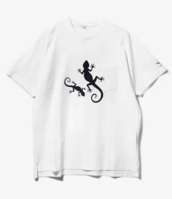 Printed Cross Crew Neck T-Shirt - White Gecko Print