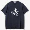 Printed Cross Crew Neck T-Shirt - Navy Gecko Print