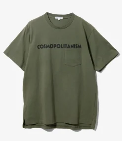 Printed Cross Crew Neck T-Shirt - Olive Cosmopolitanism Print