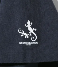 Printed Cross Crew Neck T-Shirt - Navy Gecko Print