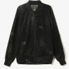 Rib Collar Track Jacket - Black - Pile Jacquard / Spider Web