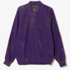Rib Collar Track Jacket - Purple - Pile Jacquard / Spider Web