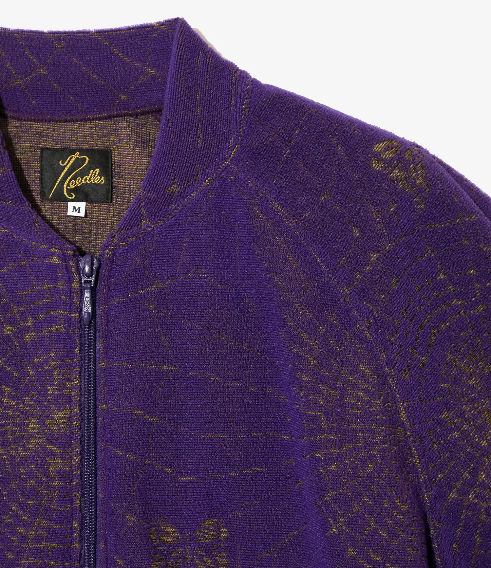 Rib Collar Track Jacket - Purple - Pile Jacquard / Spider Web
